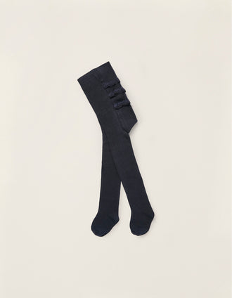 Collants de Malha com Folhos para Recém-Nascida e Bebé, Azul Escuro