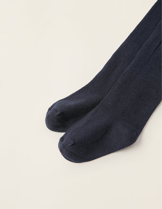 Collants de Malha com Folhos para Recém-Nascida e Bebé, Azul Escuro