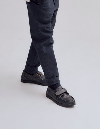 Mocassins em Pele para Menino, Azul Escuro