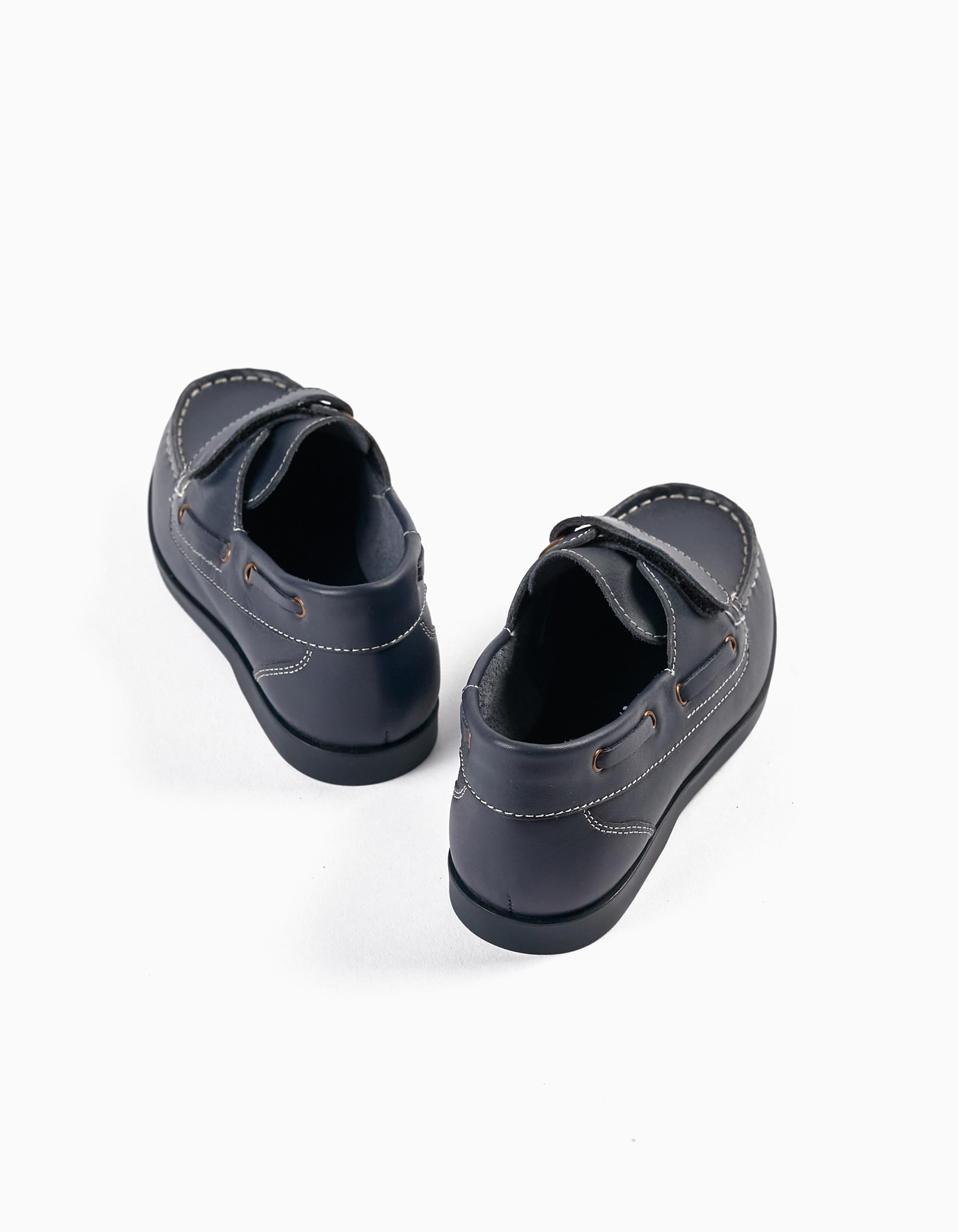 Leather Moccasins for Boys, Dark Blue