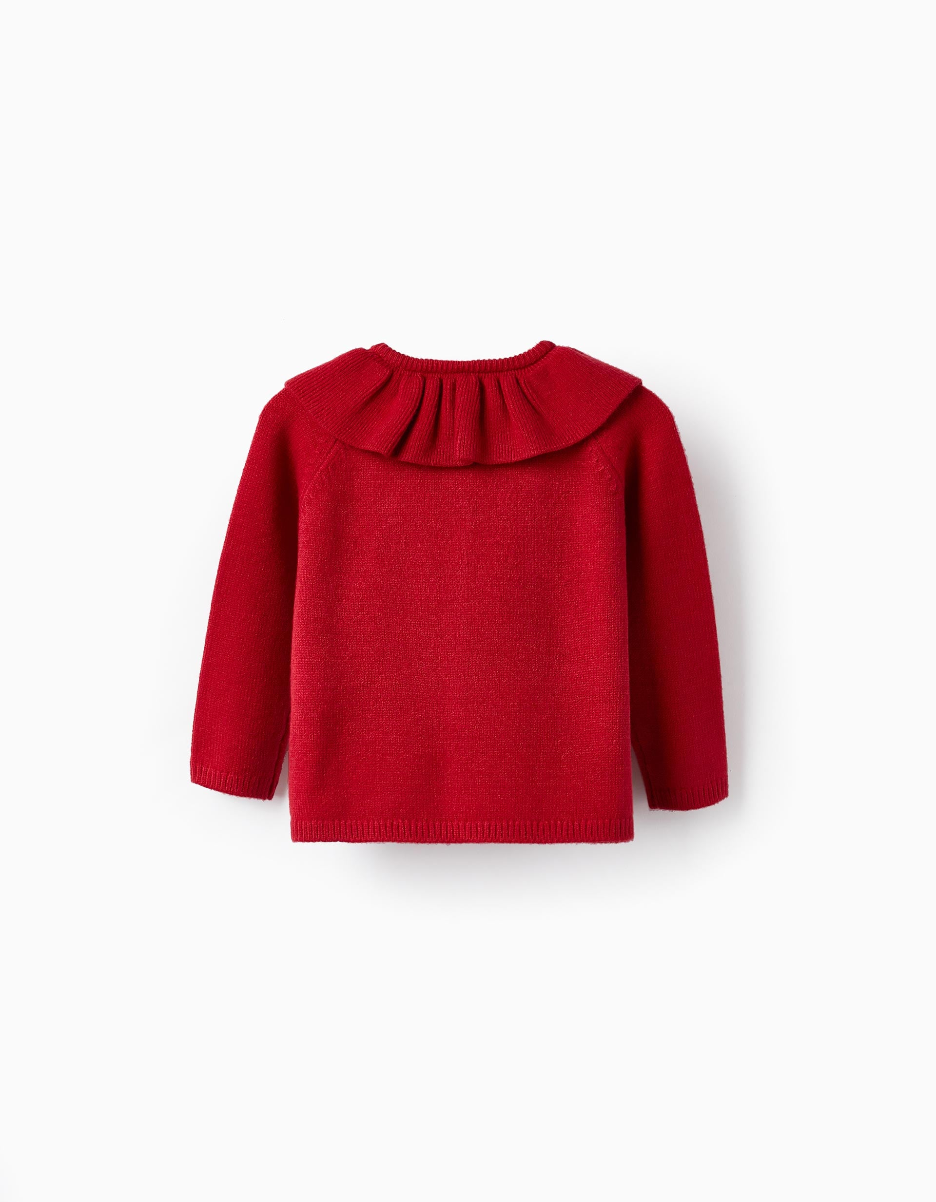 Knitted Jacket with Ruffle for Baby Girls, Red