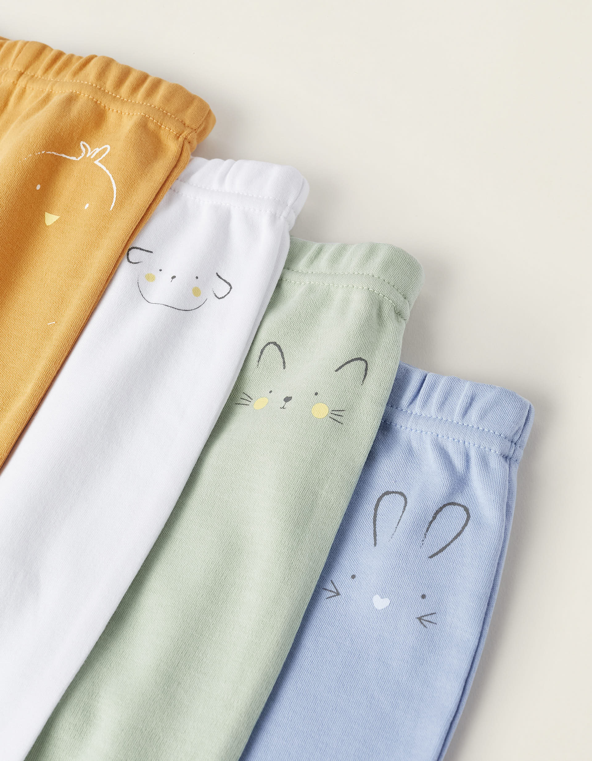 Pack of 4 Trousers with Feet for Baby and Newborns 'Animals', Multicolour