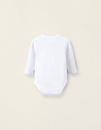 Pack 4 Bodies Cardados de Algodão para Recém-Nascido e Bebé, Branco