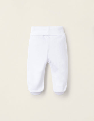 Pack 4 Pantalones con Pliegues y Efecto Térmico para Recién Nacido y Bebé, Blanco