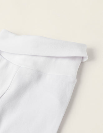Pack 4 Pantalones con Pliegues y Efecto Térmico para Recién Nacido y Bebé, Blanco