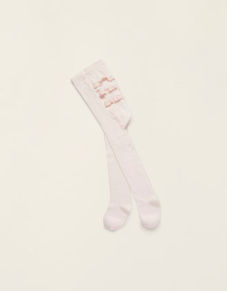Collants avec Volants et Broderie Anglaise pour Bébé Fille, Rose Clair