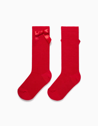 Meias Altas com Laço para Menina, Vermelho