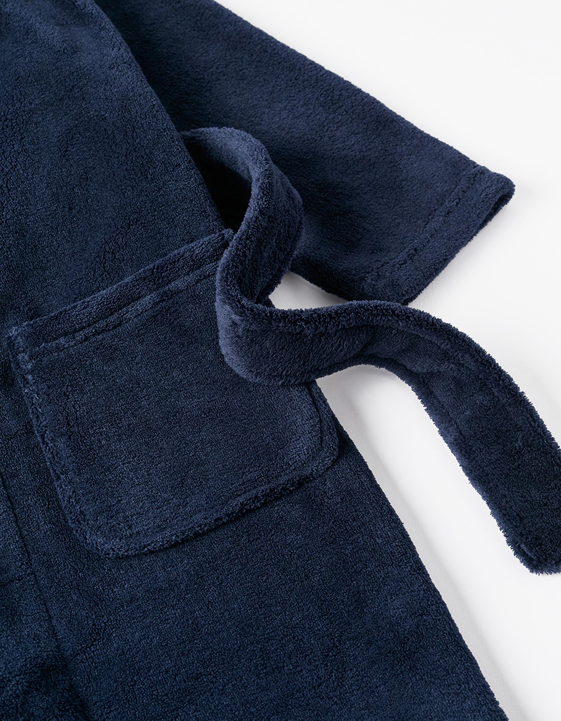 Coral Fleece Hooded Dressing Gown for Boys, Dark Blue