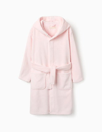 Roupão de Coralina com Capuz para Menina, Rosa