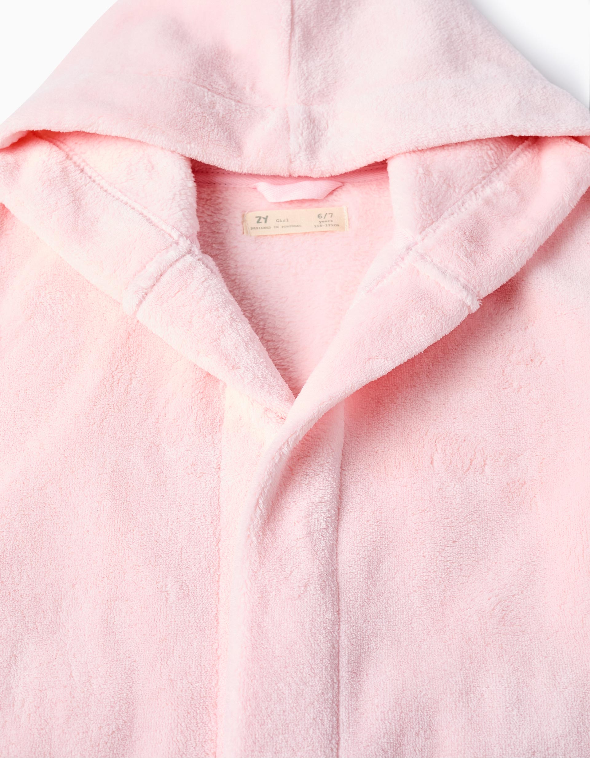 Coral Fleece Hooded Robe for Girls, Pink