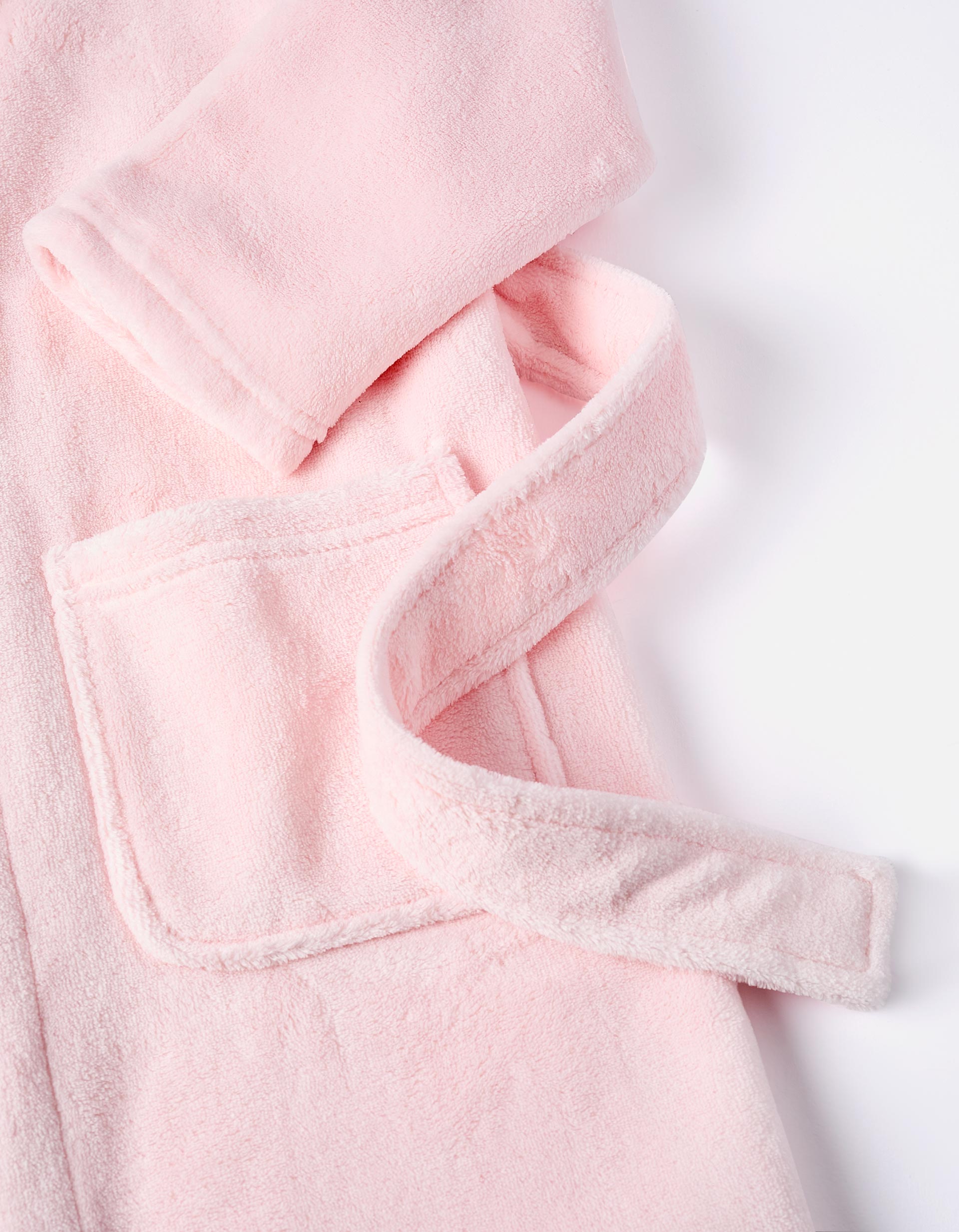 Coral Fleece Hooded Robe for Girls, Pink