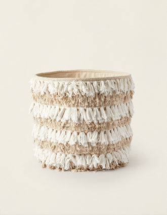 Decorative Fluffy White Zy Baby Basket, 30X30Cm