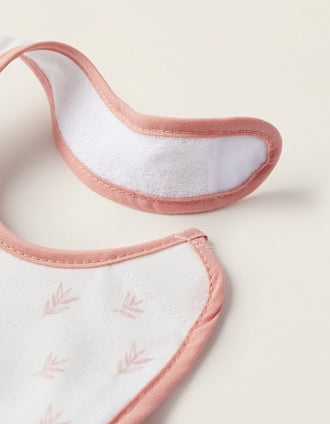 2 Baberos Recién Nacido Rosa/Blanco Zy Baby