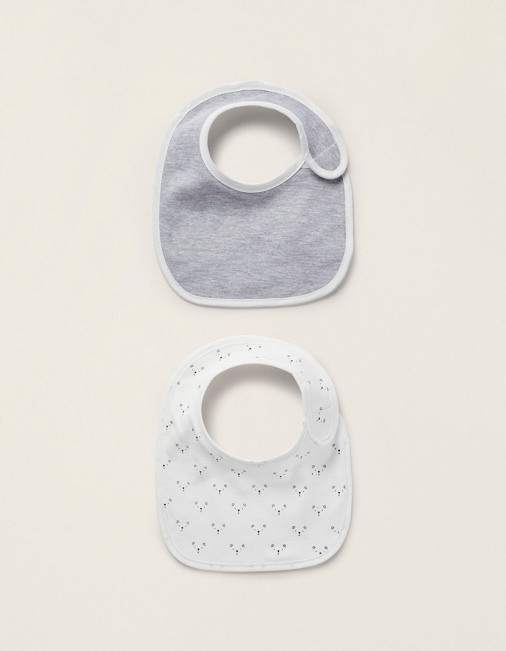 2 Gray/White Newborn Bibs Zy Baby