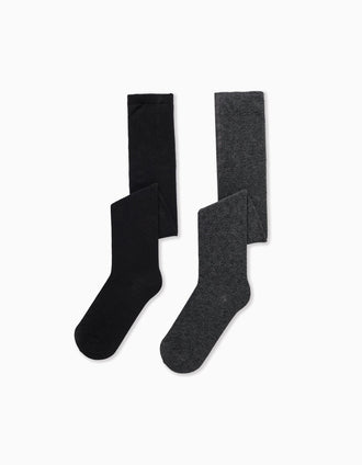 Pack 2 Collants de Malha para Menina, Preto/Cinza Escuro