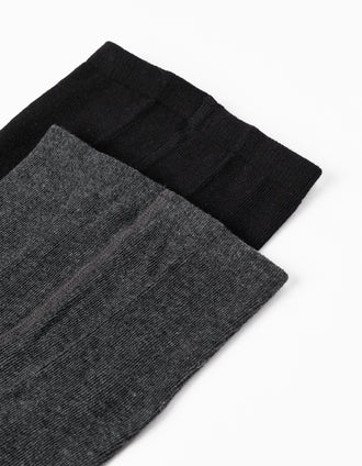 Pack 2 Leotardos de Punto para Niña, Negro/Gris Oscuro