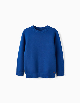 Pull en Maille de Coton pour Garçon, Bleu