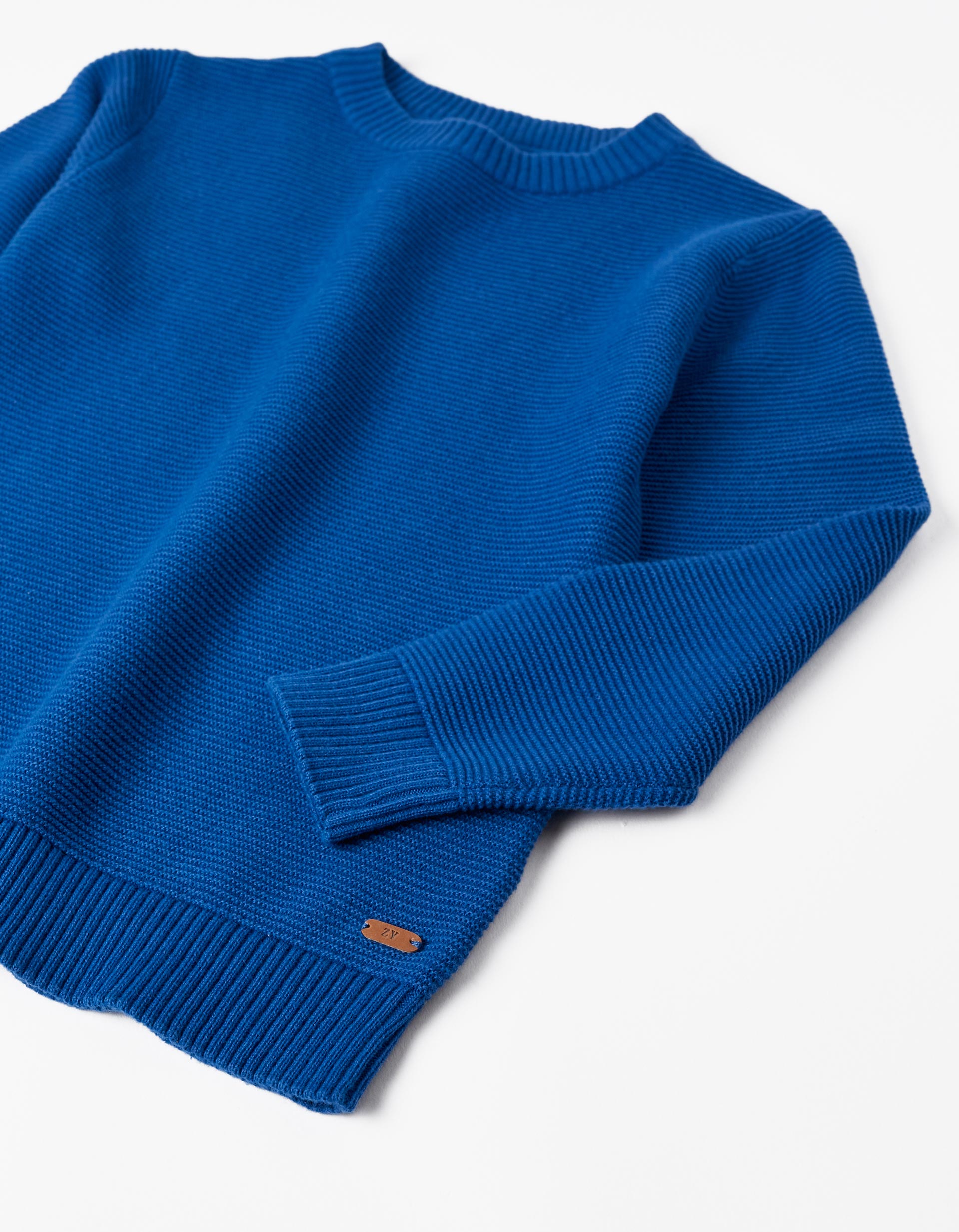 Knitted Cotton Jumper for Boys, Blue