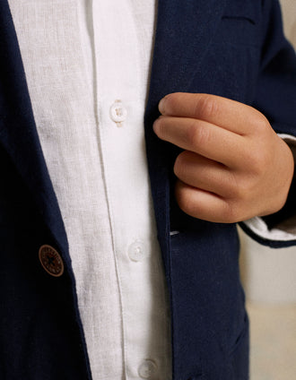Chemise à manches longues classique pour garçon, Blanc