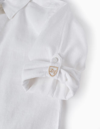 Chemise à manches longues classique pour garçon, Blanc