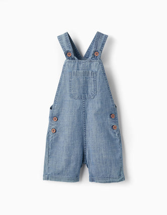 Salopette en jean en coton pour bébé garçon, Bleu