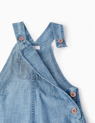 Salopette en jean en coton pour bébé garçon, Bleu