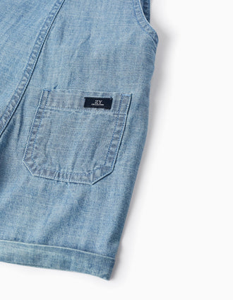 Salopette en jean en coton pour bébé garçon, Bleu