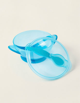 Pack De Tigela Com Ventosa E Tampa + Colher Blue Nuby 6M+