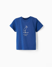 Camiseta de Algodón para Bebé Niño 'Stork Watch Crew', Azul