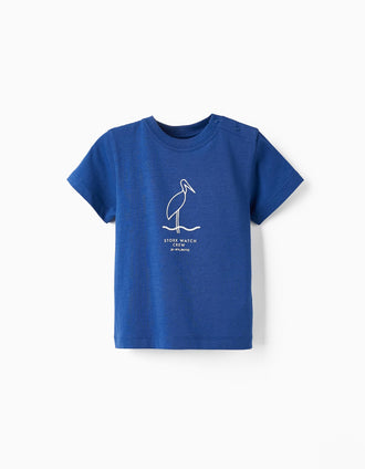 T-shirt en coton pour bébé garçon 'Stork Watch Crew', Bleu