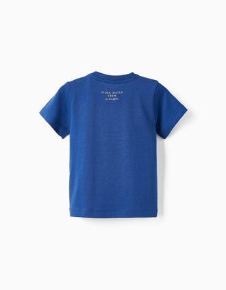 T-shirt en coton pour bébé garçon 'Stork Watch Crew', Bleu
