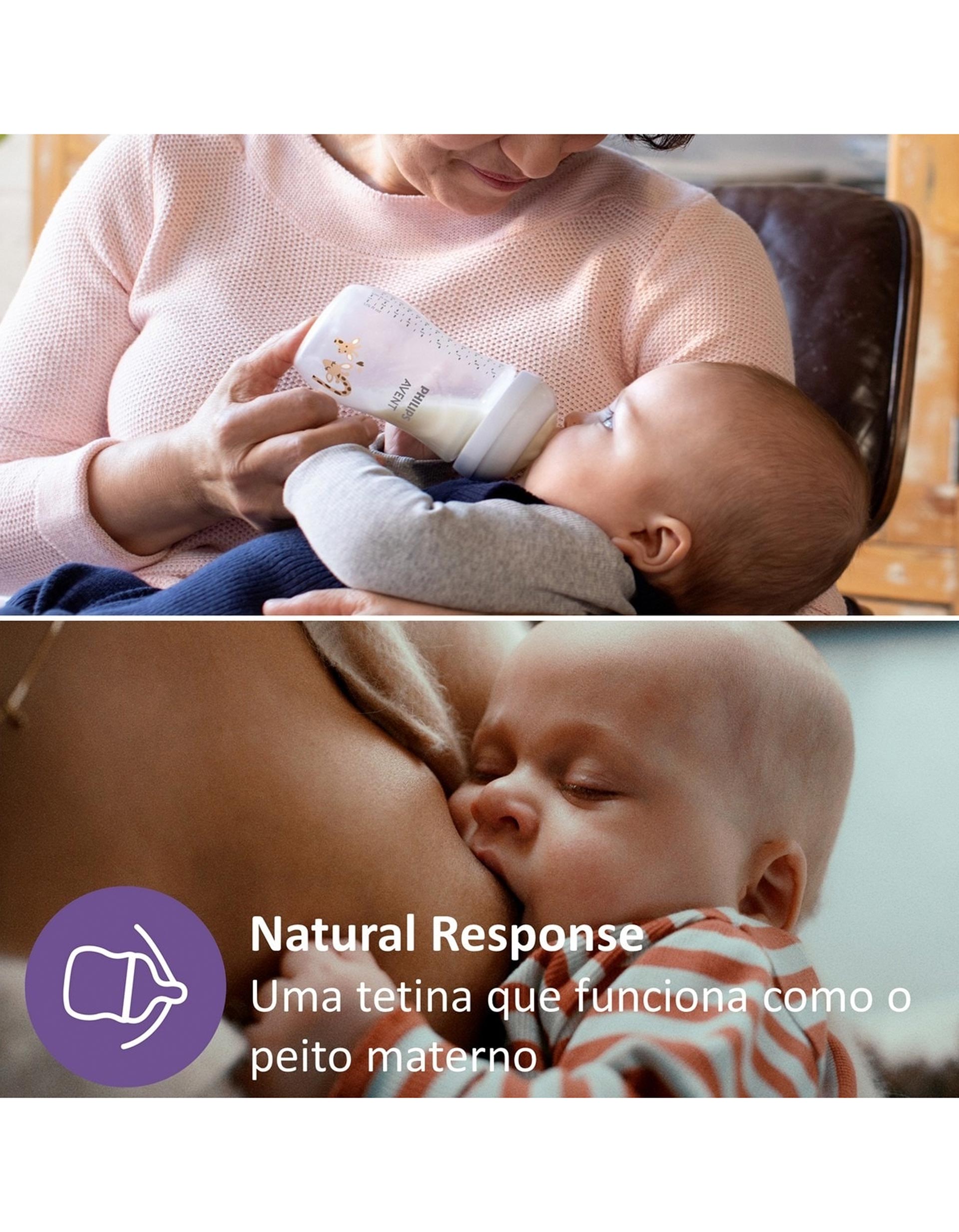 2 Tetinas De Silicone Natural Response Fluxo Rápido T5 Philips Avent 6M+