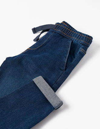 Pantalones de Chándal Vaqueros para Niño 'Slim Fit', Azul Oscuro