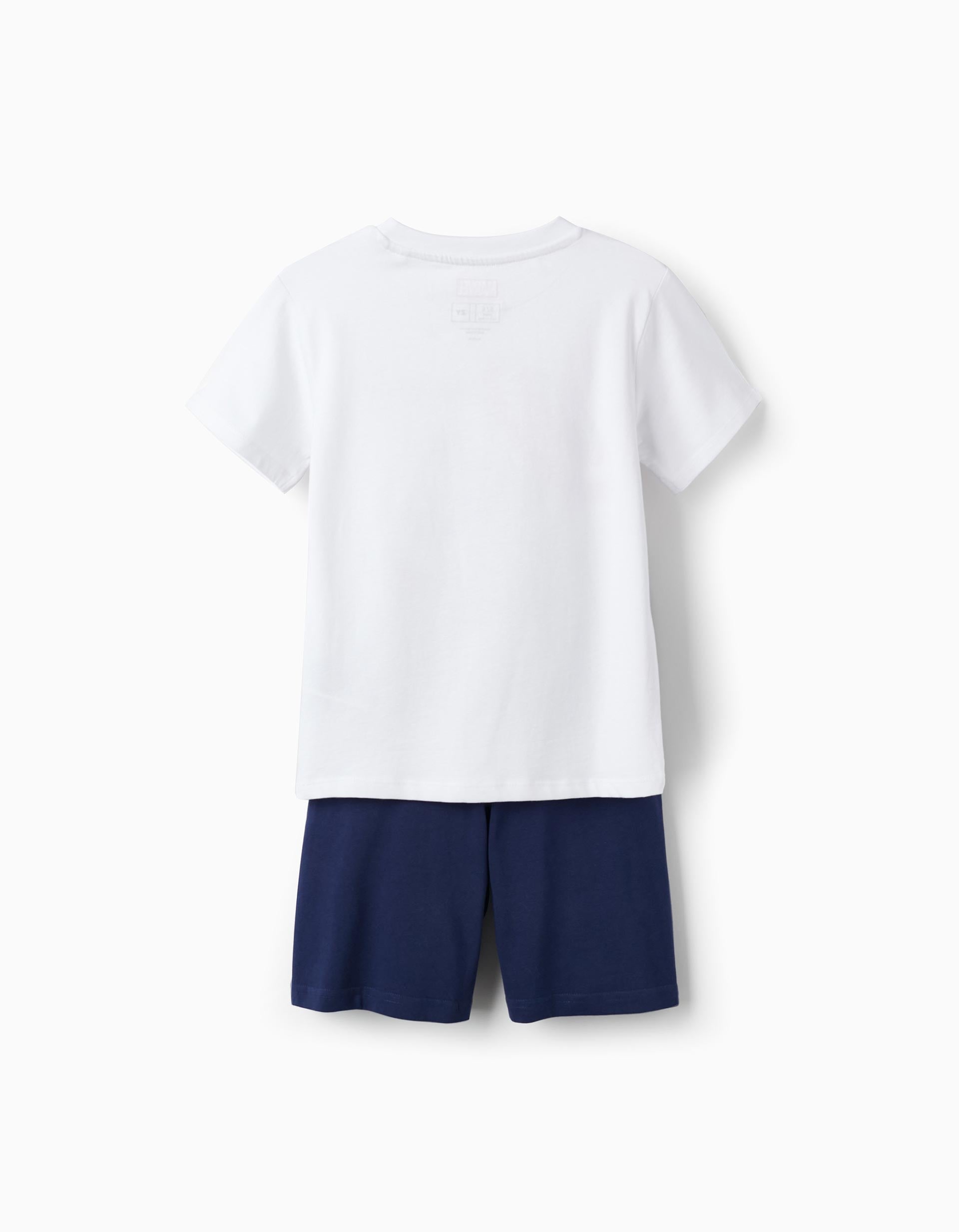 T-Shirt + Shorts for Boys 'Captain America', White/Blue