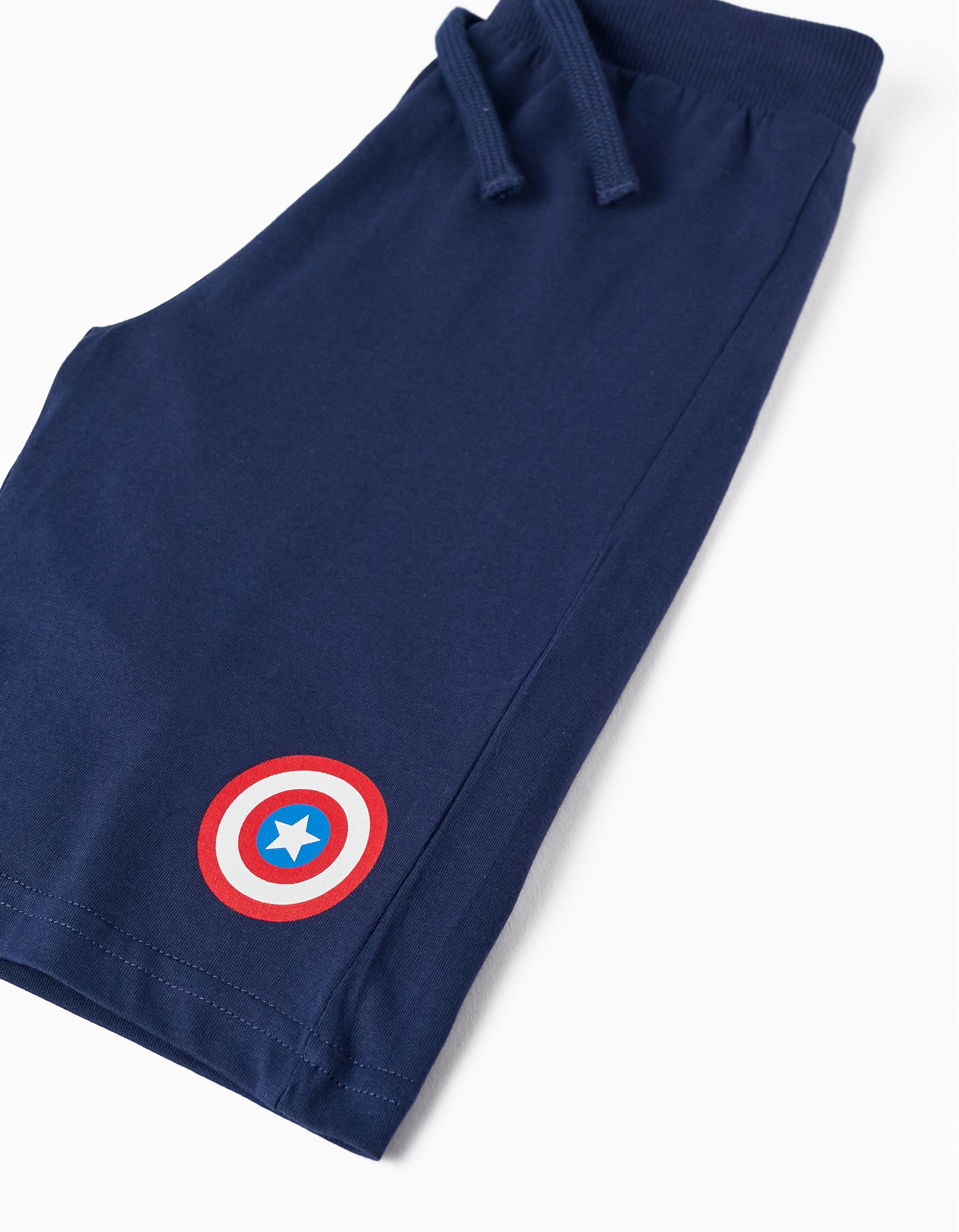 T-Shirt + Shorts for Boys 'Captain America', White/Blue