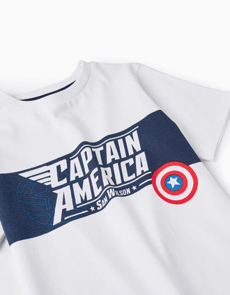 Camiseta de Algodón para Niño 'Capitán América - Sam Wilson', Blanco