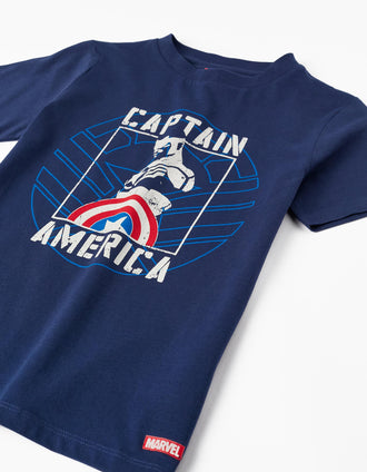 Camiseta de Algodón para Niño 'Capitán América - Sam Wilson', Azul Oscuro