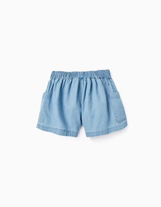 Pantalones Cortos 100% Algodón Cómodos Azul Claro Niña