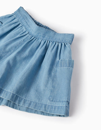 Calções 100% algodão Confortáveis Azul Claro Menina