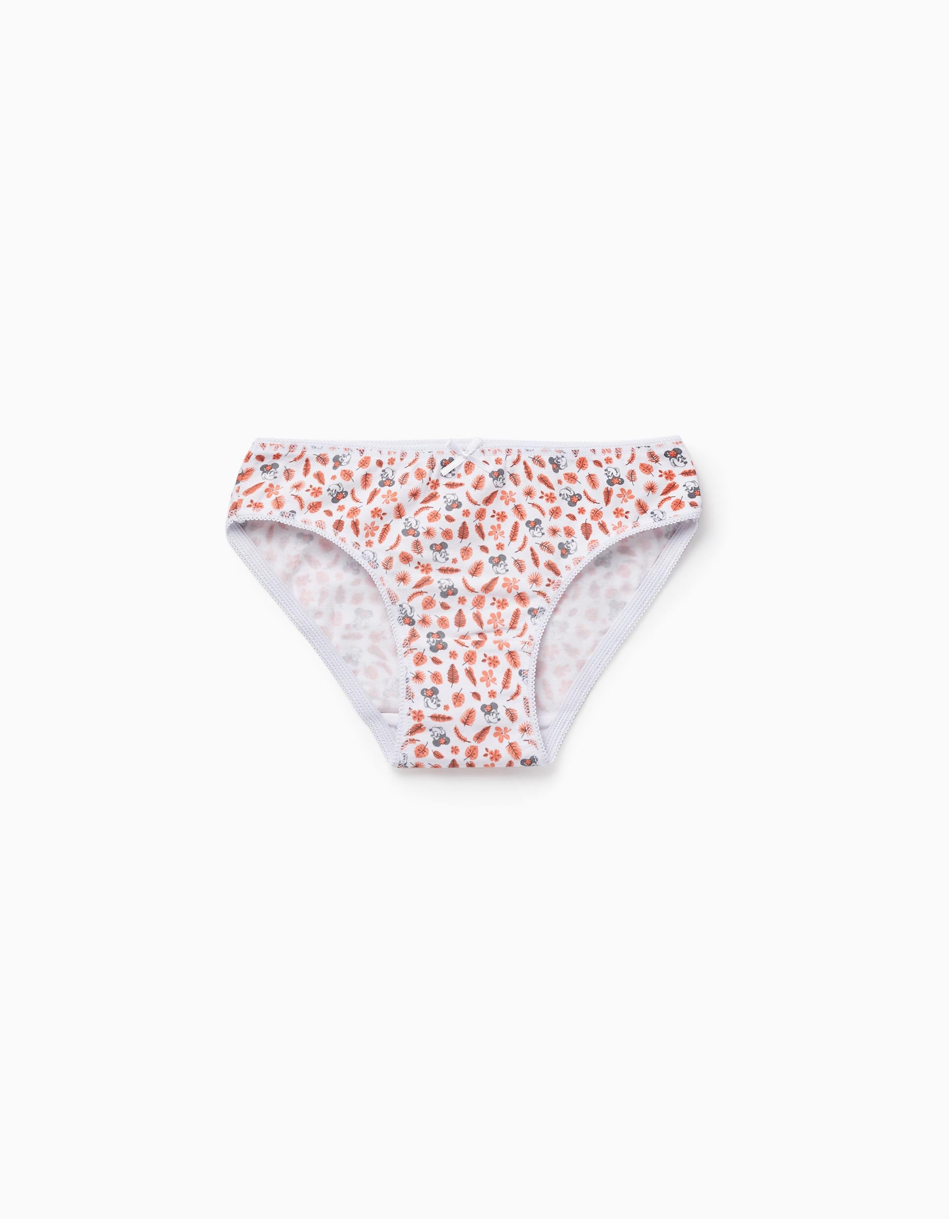 Pack of 5 Briefs for Girls 'Minnie', White/Grey/Peach