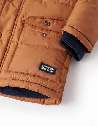 Casaco Puffer Acolchoado e com Capuz para Menino, Castanho