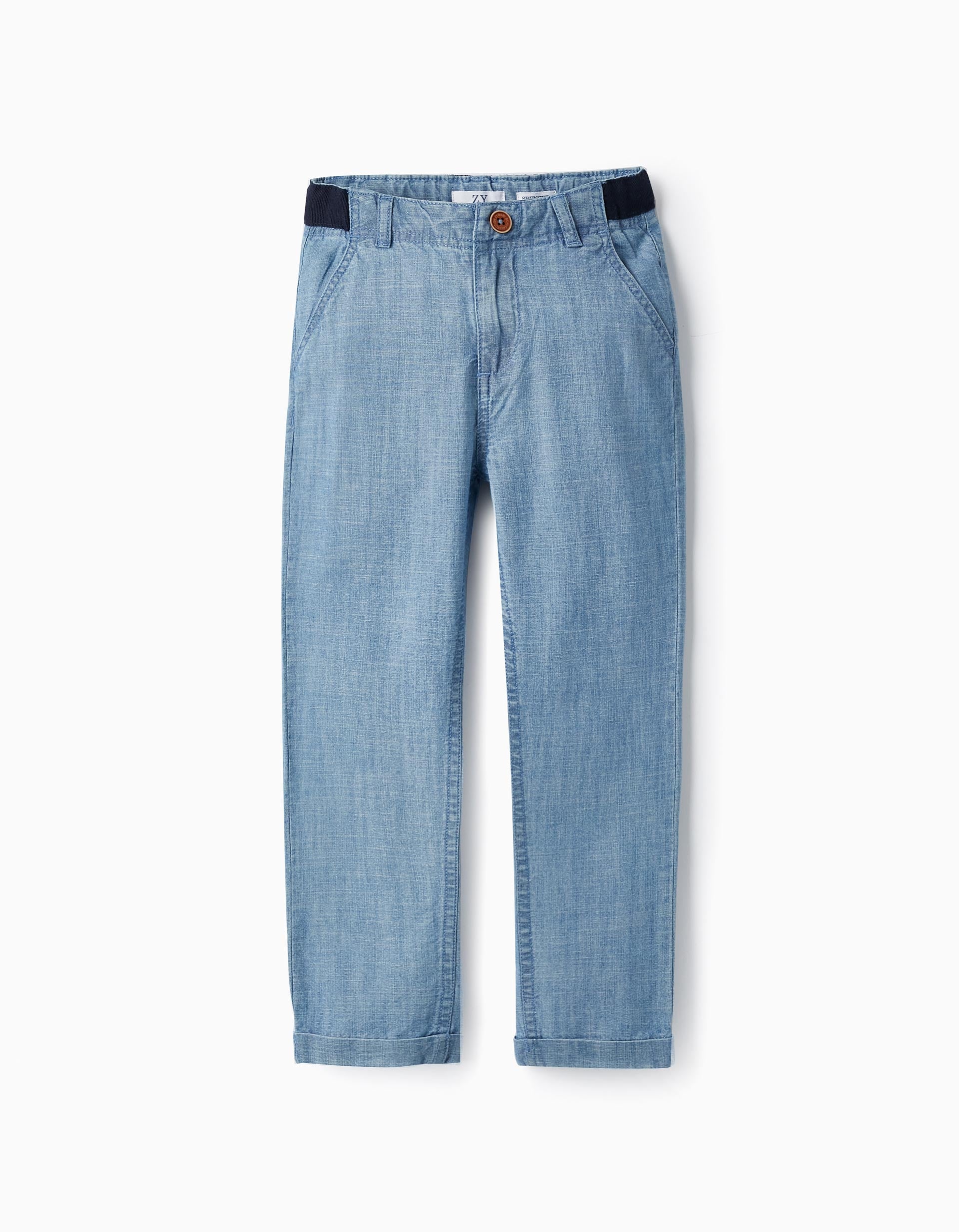 Cotton Denim Trousers for Boys 'Slim Fit', Blue