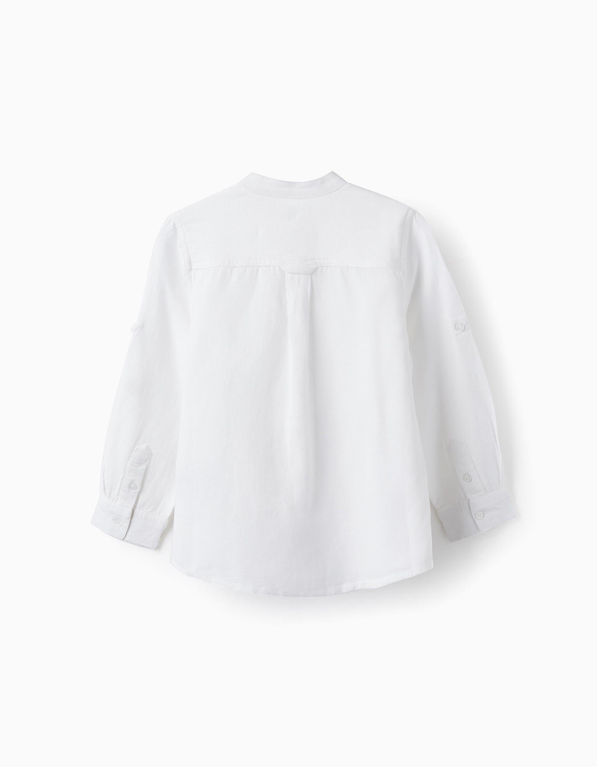 Long Sleeve Linen Shirt for Boys, White