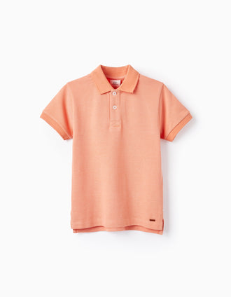 T-shirt-Polo de Algodão para Menino, Laranja