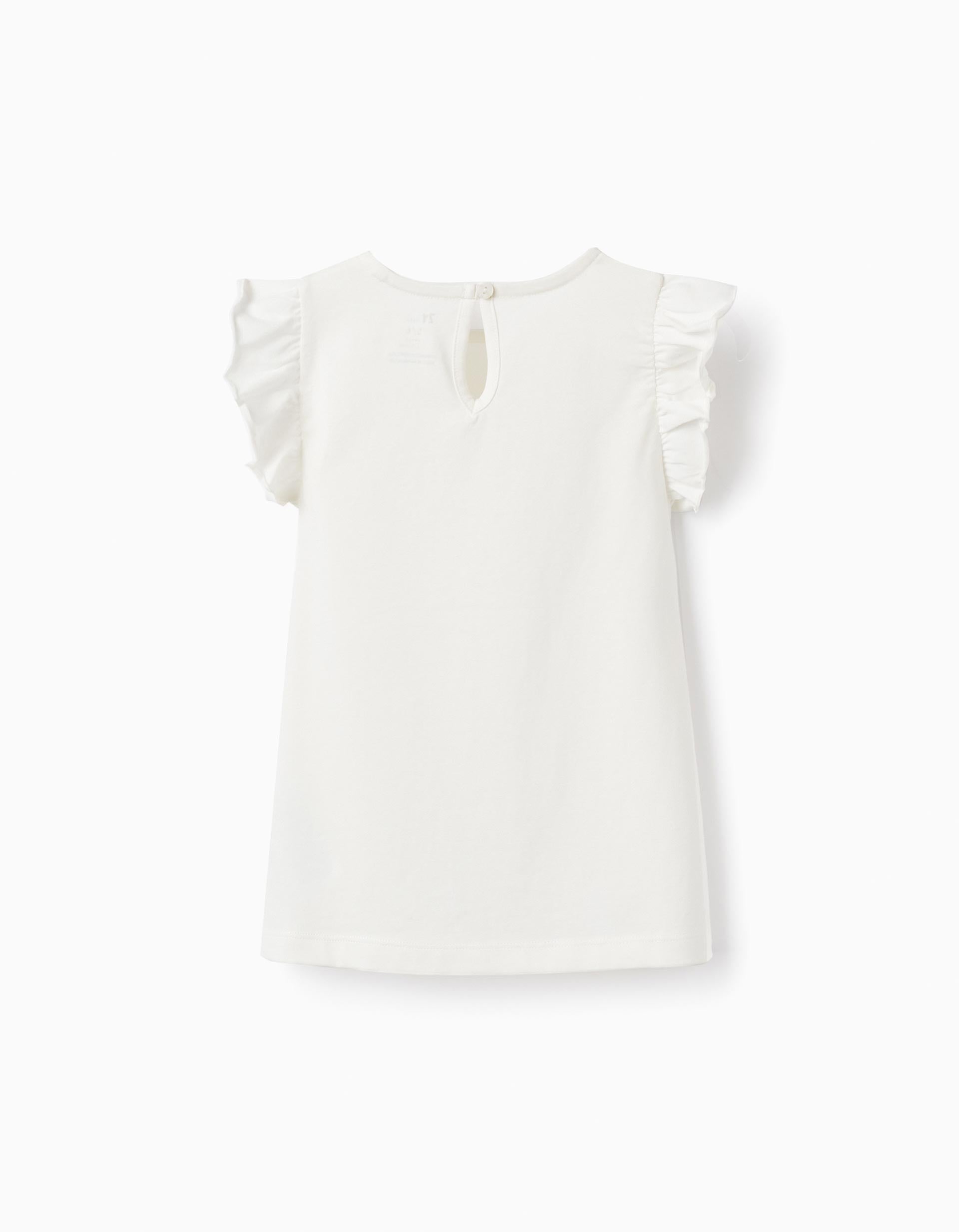 Cotton T-Shirt for Girls, White