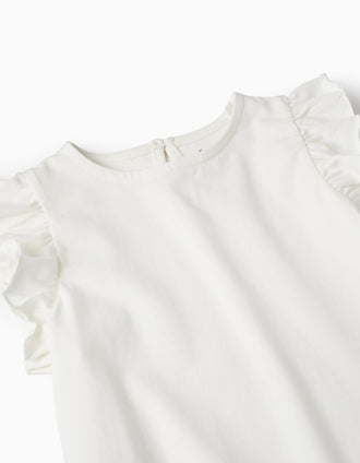 T-Shirt em Algodão para Menina, Branco