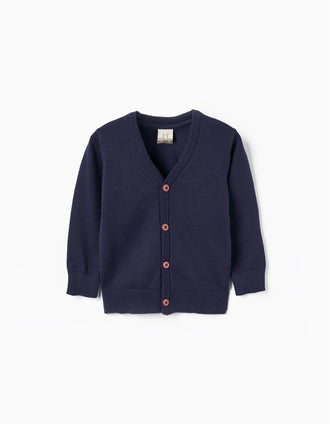 Gilet en Maille avec Coudières pour Bébé Garçon 'B&S', Bleu Foncé