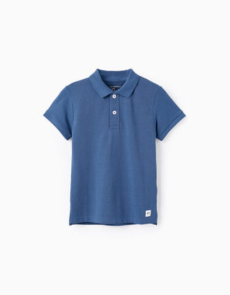 Polo en Piqué de Coton pour Garçon, Bleu Foncé