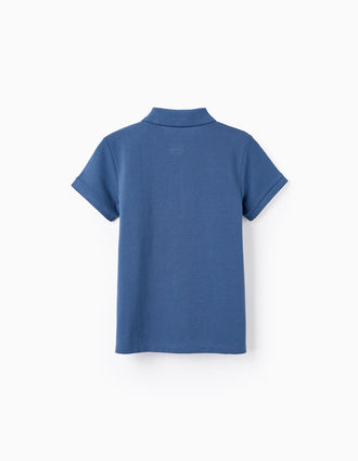Polo en Piqué de Coton pour Garçon, Bleu Foncé