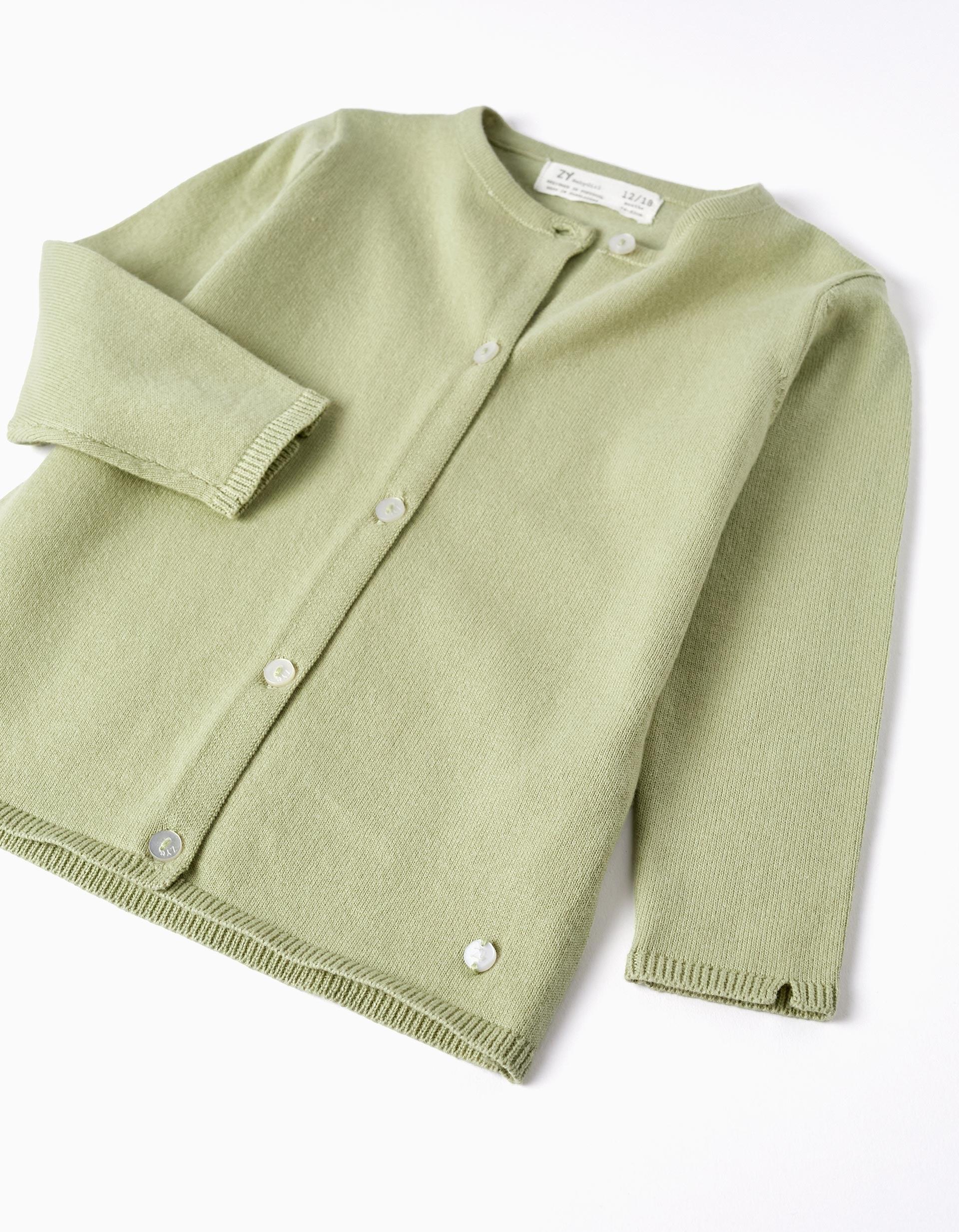 Cotton Cardigan for Baby Girls, Green